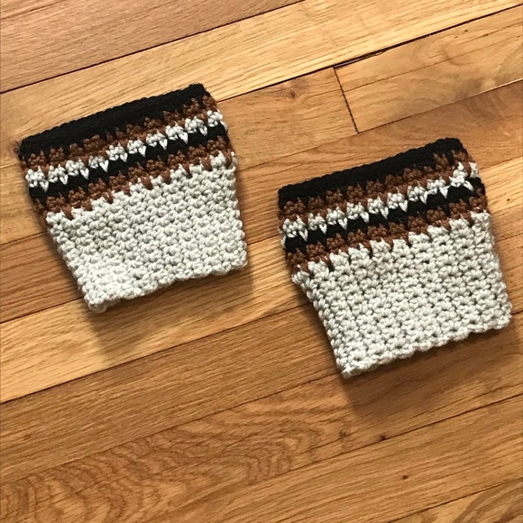Black, Brown & Cream Boot Cuffs, Handmade - Picture 2 of 7
